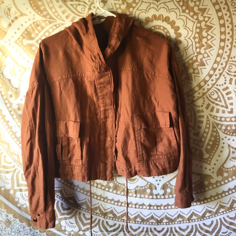 Orange Light weight Button up Jacket